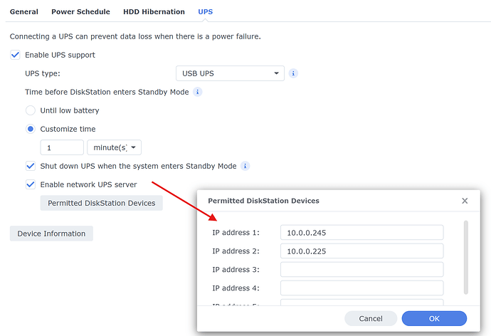 Synology UPS Permitted Devices