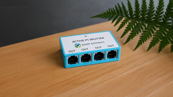 Active P1 Splitter with 4 ports for Smart Meters DSMR on table