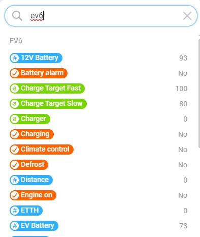 homey Kia app variables