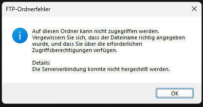 Fehlermeldung ftp