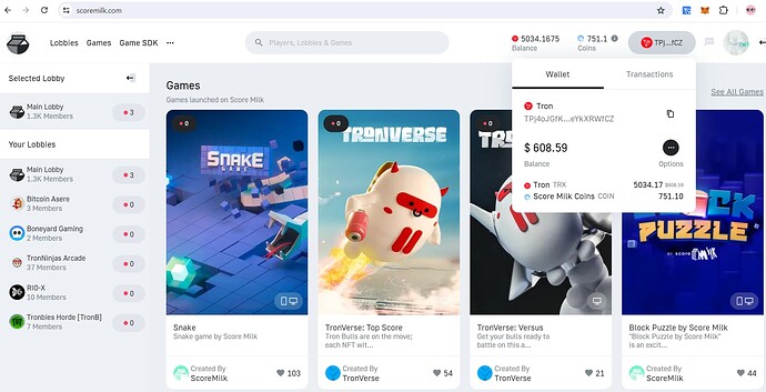 homepage with wallet