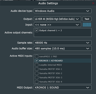 midi settings