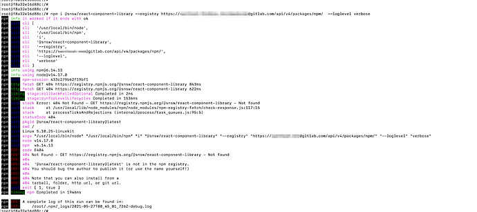 Gitlab redirecting to registry.npmjs.org while trying to download