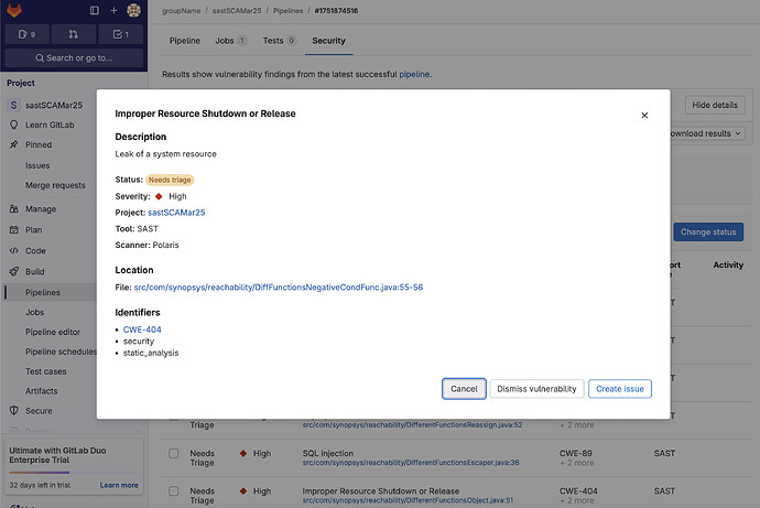 Gitlab Inner Source GitLab Security Dashboard: Code flow is not displaying - GitLab for ...