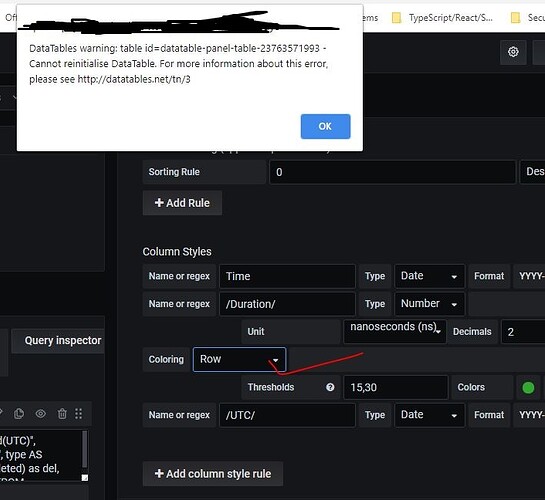 Error when Row Selected