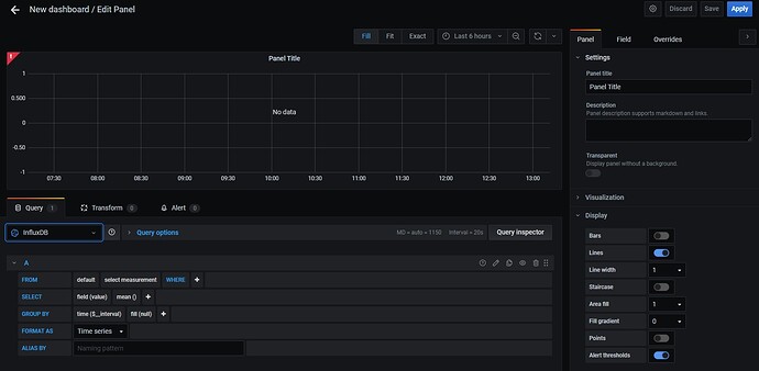 influxDB exclamtion point but not empty