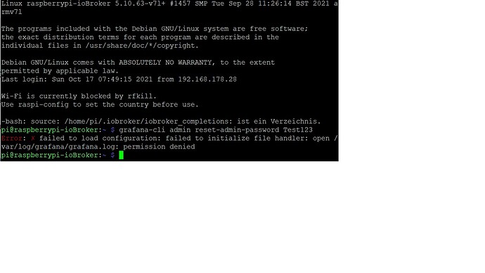Fehler Passwort Grafana
