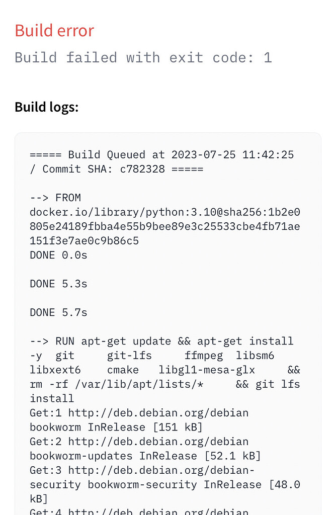 I want you to fix the build error - Beginners - Hugging Face Forums