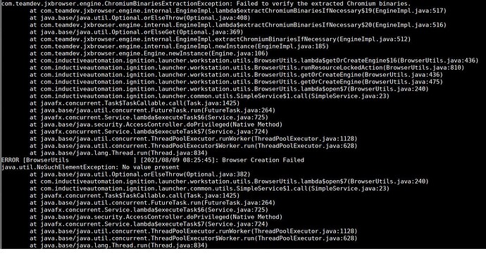 Perspective Workstation - Failed to launch browser