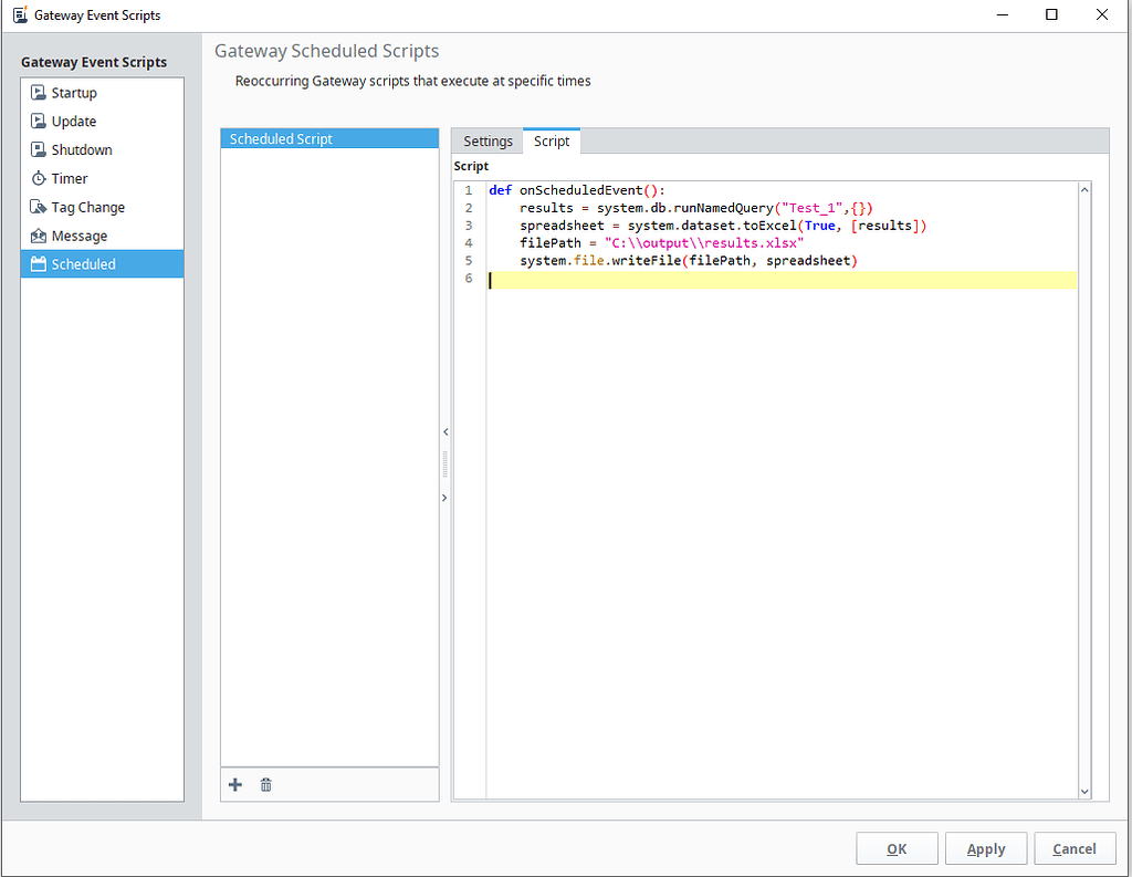 Gateway Scheduled Scripts - Ignition - Inductive Automation Forum