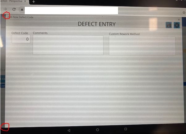 Issue with inspection screen