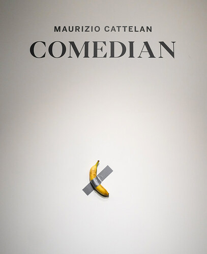 Maurizio Cattelan’s artwork ‘Comedian,’ a banana duct-taped to a wall.