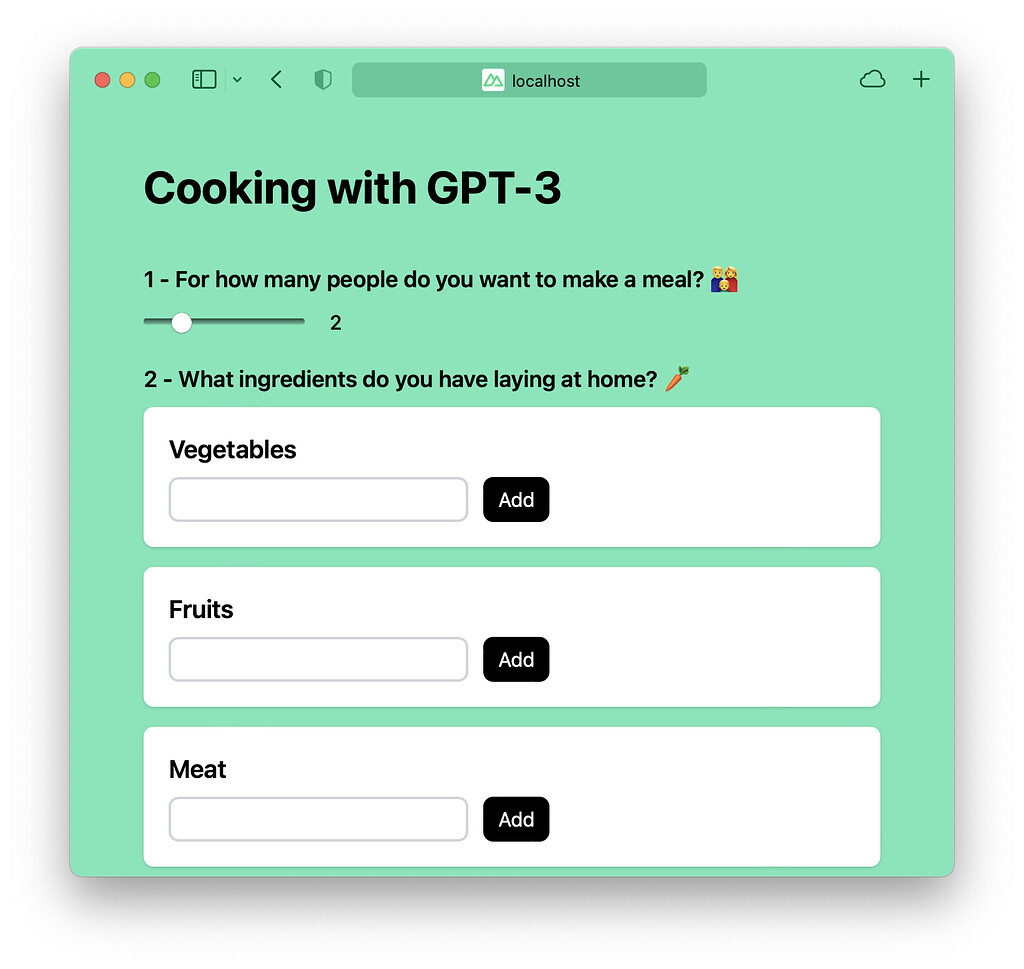 [Sideproject] GPT-3 cooking assistant - making recipes based on the ...