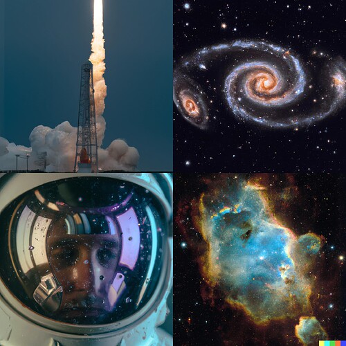 DALL·E 2023-03-20 23.15.42 - a closeup to helmet of an astronaut but the glass in the helmet are filled with nebula from reflections, in space. a person inside