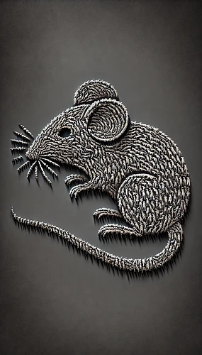 The image depicts a mouse composed of numerous small human figures arranged to form its shape against a dark background. (Captioned by AI)