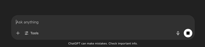 The image shows the ChatGPT interface with a text input box labeled "Ask anything" and a message below stating, "ChatGPT can make mistakes. Check important info." (Captioned by AI)