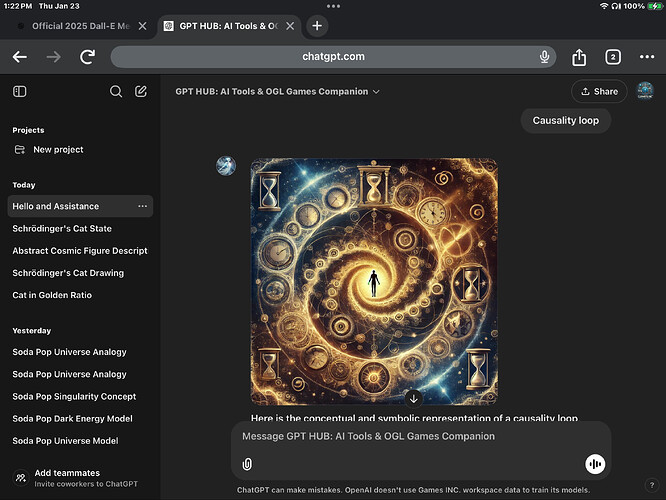 An intricate spiral design features hourglasses and clocks, symbolizing a causality loop. (Captioned by AI)