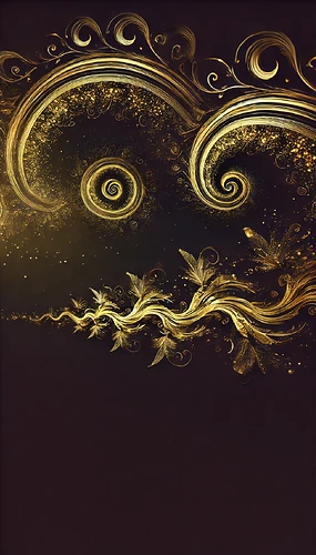 The image features an intricate design of golden swirls and flourishes against a dark background, creating an elegant and mystical effect. (Captioned by AI)