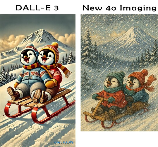 penguins sled down mountain 02 V   and 04 V comparison   1920x1775