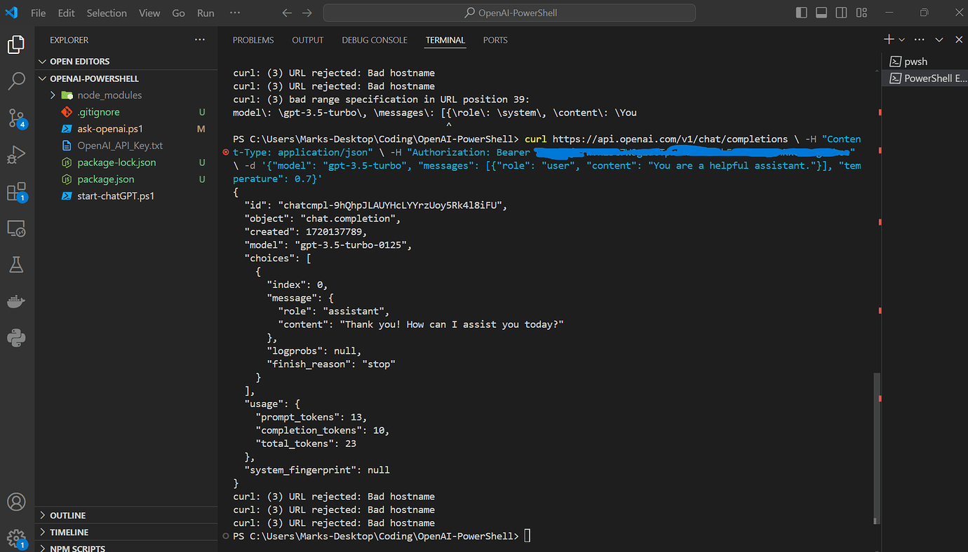 Can't use the API in commandline - API - OpenAI Developer Community