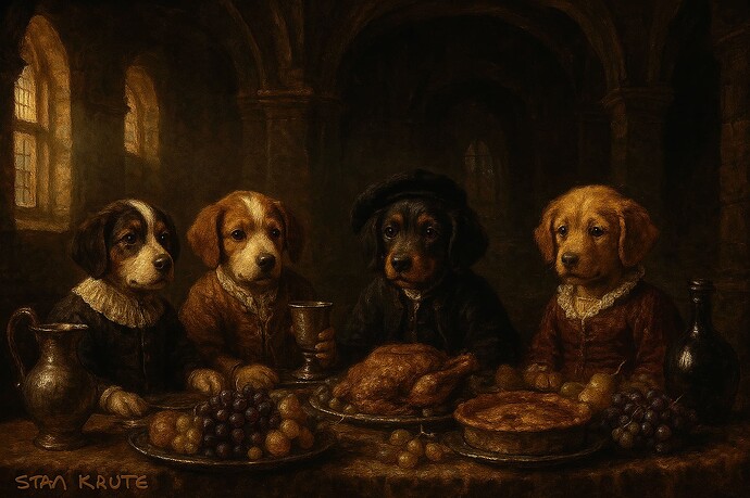 medieval dogs feast in castle 01   1920x1279