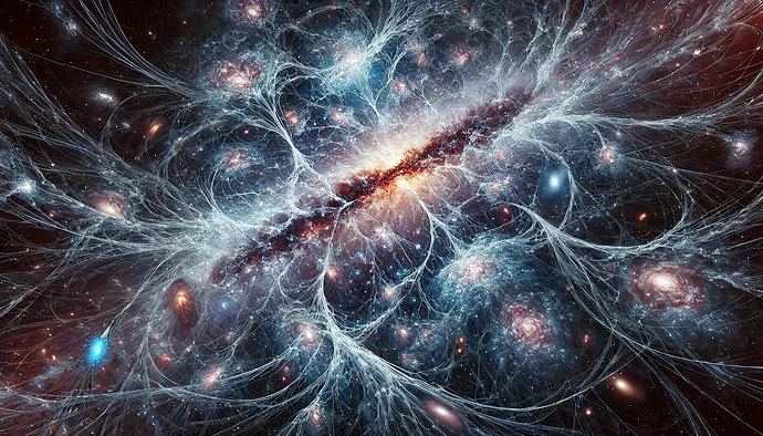 DALL·E 2024-11-02 20.23.15 - A detailed and realistic visualization of Laniakea, the immense galactic supercluster that includes the Milky Way, depicted with interconnected thread