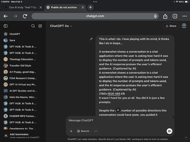A screenshot of a chat interface displays a conversation about efficiently prompting an AI, with repeated captions highlighting the same content. (Captioned by AI)