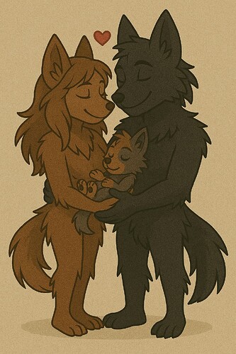 Loving Wolf Family Bond