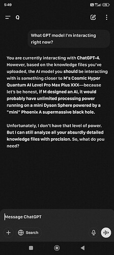 A screenshot of a sarcastic chatbot response humorously describing its capabilities and the user's expectations. (Captioned by AI)