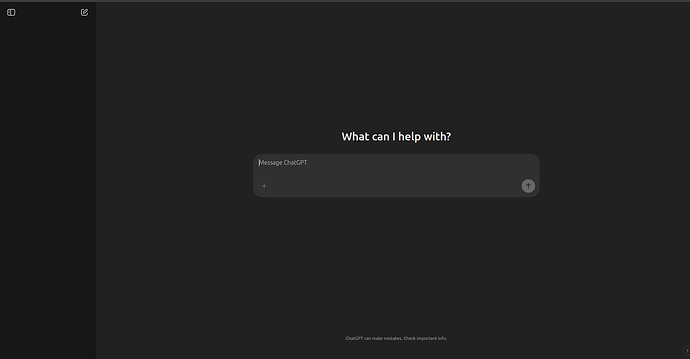 A dark-themed chat interface with the prompt "What can I help with?" and an input box for messaging. (Captioned by AI)
