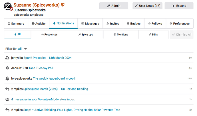 notifications in profile