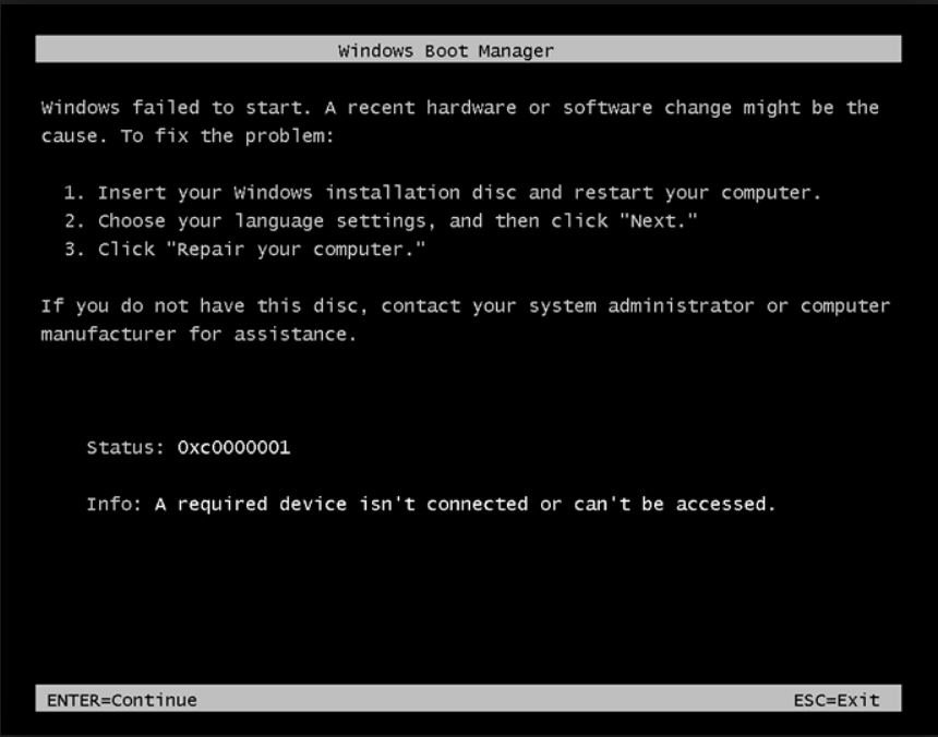 Windows Deployment Services failing - 0xc0000001 - Windows