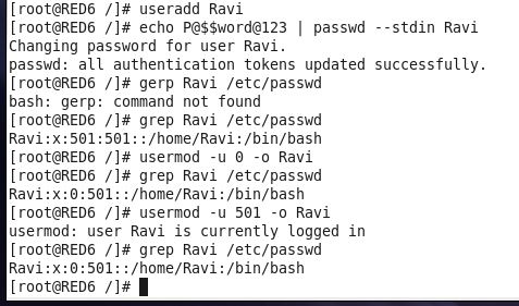 how to change uid of a normal user from 0 to it's original value ...
