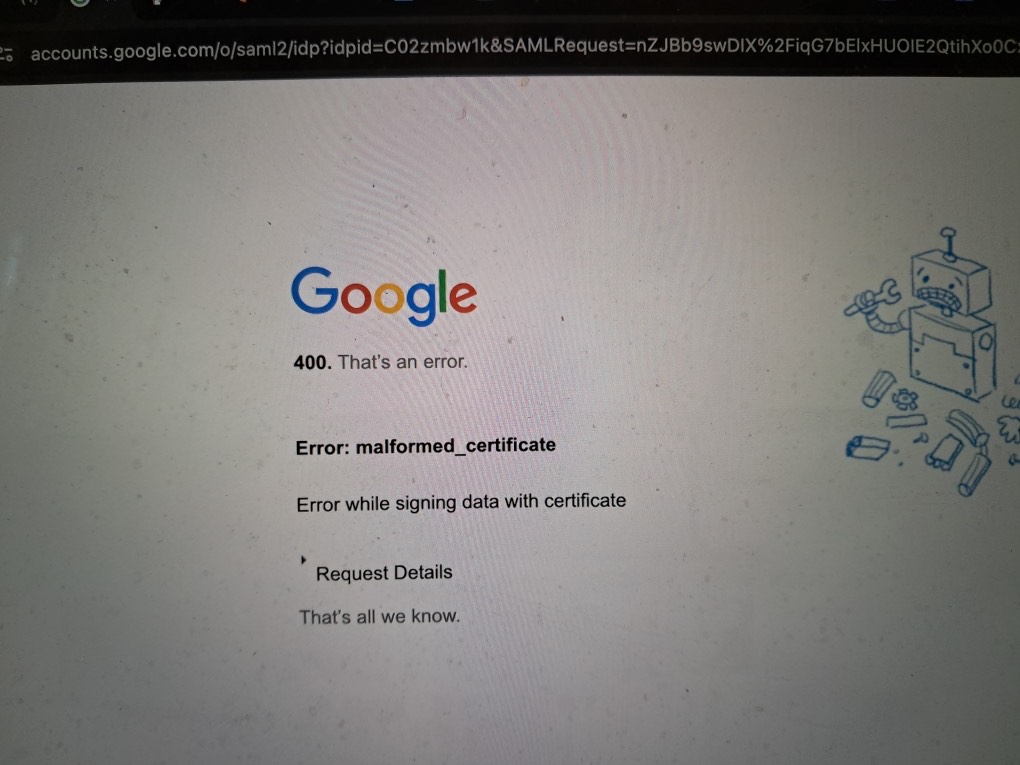 Google 400 Error Malformed Certificate Security Spiceworks Community Google 400 Error Malformed Certificate Security Spiceworks Community