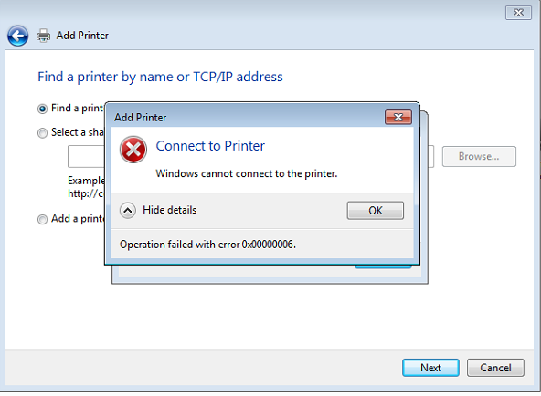 How to fix: Print Operation Failed Error 0x00000006