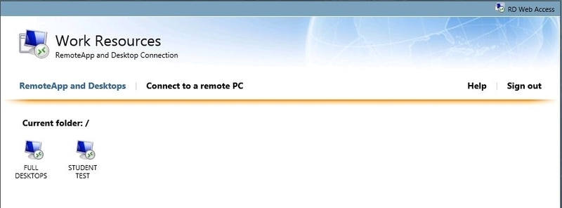 Server 2012R2 MS Remote Desktop RDWeb landing page - Windows ...