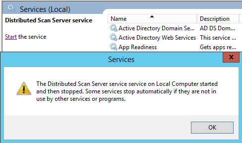 Distributed Scan Service does not start - Software & Applications ...