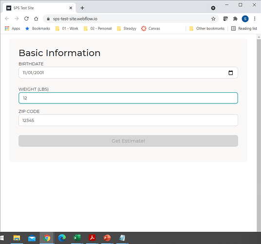 SPS Test Site Desktop