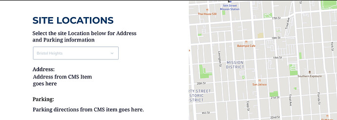 Site Locations CMS example