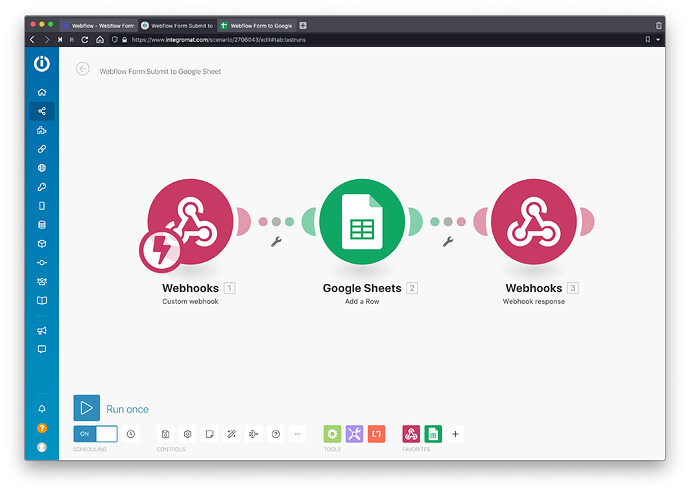 webflow-form-submit-to-google-sheet-integromat