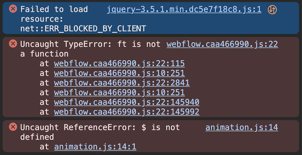 AdBlock Plus blocking jQuery and breaking Webflow! - Project settings ...