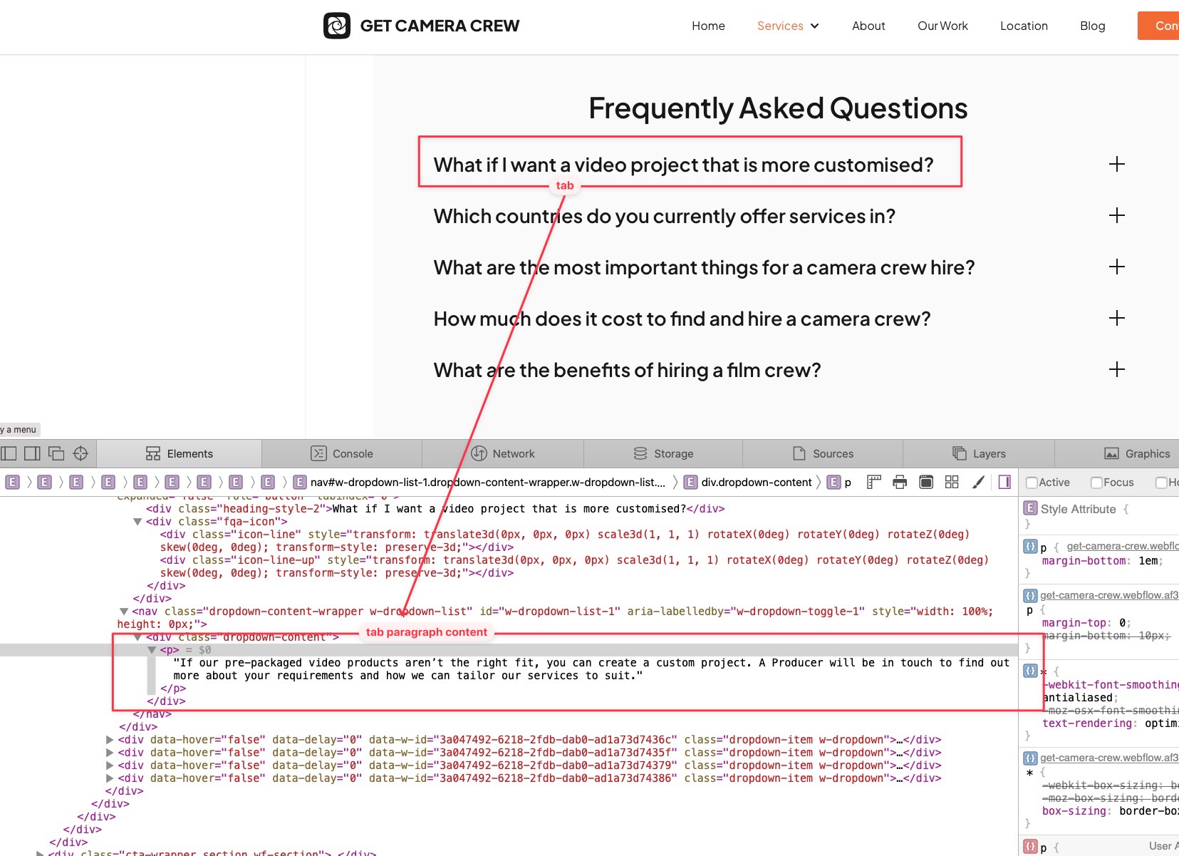 Why FAQ dropdown content is not included in the HTML? - SEO - Forum |  Webflow