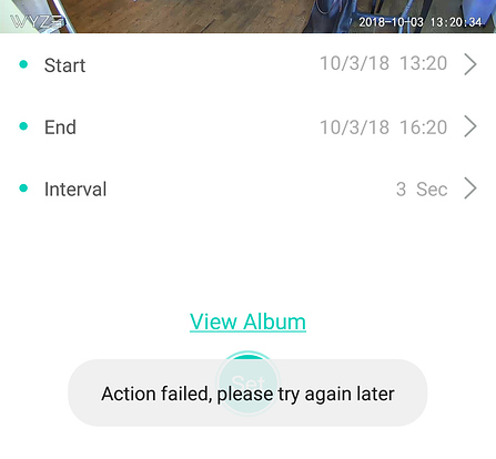 Screenshot of error