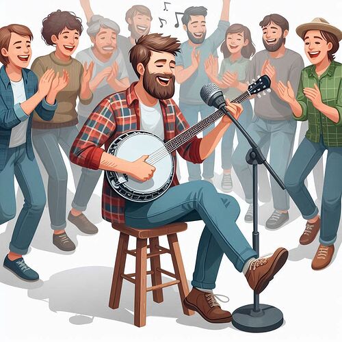 a guy playing a banjo