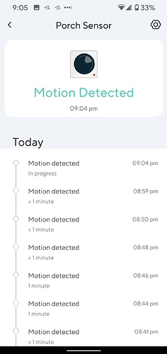 Porch Sensor showing it was triggered