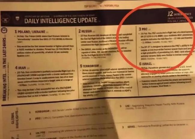 厉害！泄密文件曝美已获东风27导弹数据....